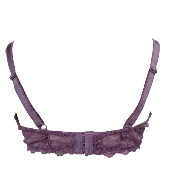Victorias Secret Lined Demi Underwire Lace Bra Size 38DD Adjustable Purple - Picture 3 of 9